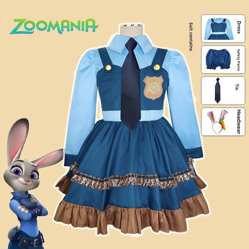 

Halloween Costume Zootopia Cosplay Bunny Judy Police Officer Lolita Princess Dress Adult Cosplay Role Play Dress Uniform Suit