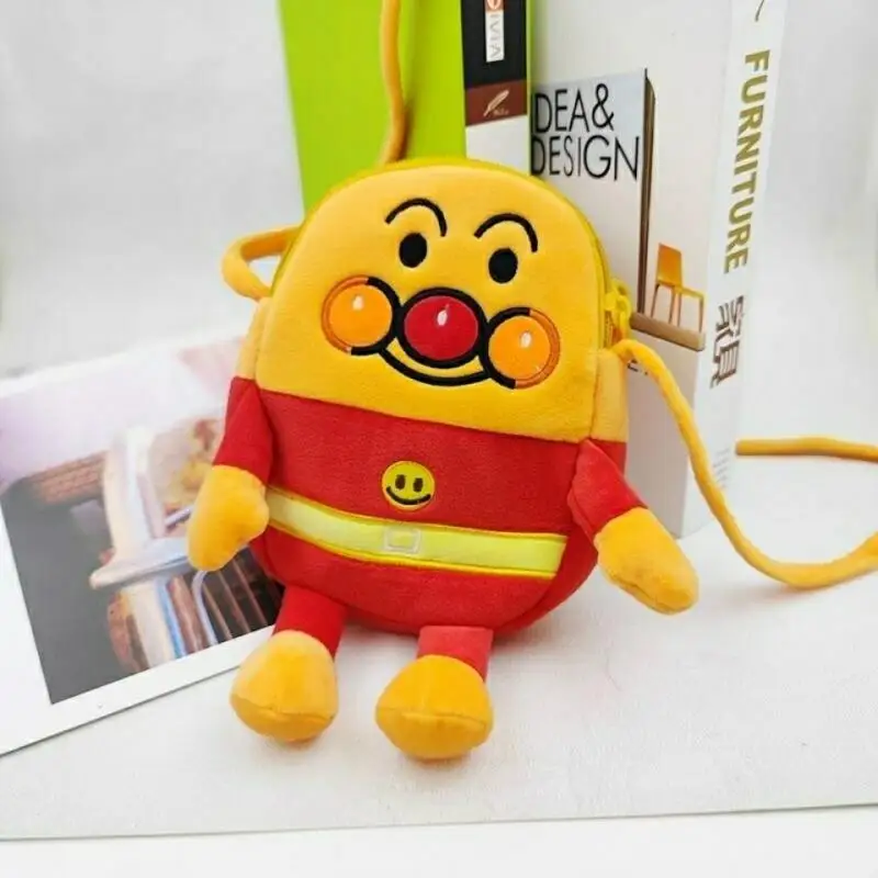 18Cm Japanese Anime Anpanman Long Legs Plush Crossbody Bag Double-Layer Zipper Pocket Cosmetic Mobile Phone Storage Holiday Gift