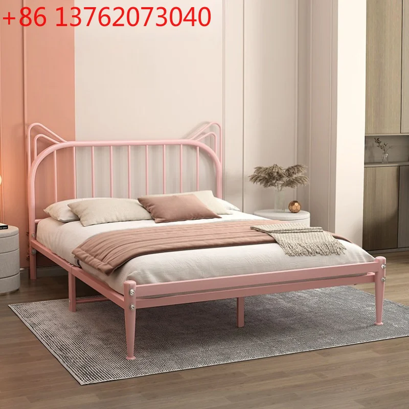 

Princess pink single bed 150x190 minimalist cute home metal bed frame small apartment cama 180x200 matrimonial bedroom furniture