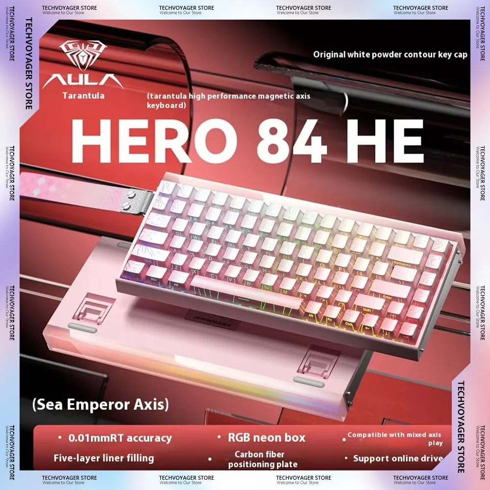 

Aula Hero 84he Магнитный переключатель Механические клавиатуры Rgb Неоновая световая коробка Пользовательская проводная игровая клавиатура ПК Аксессуары для киберспорта Подарки