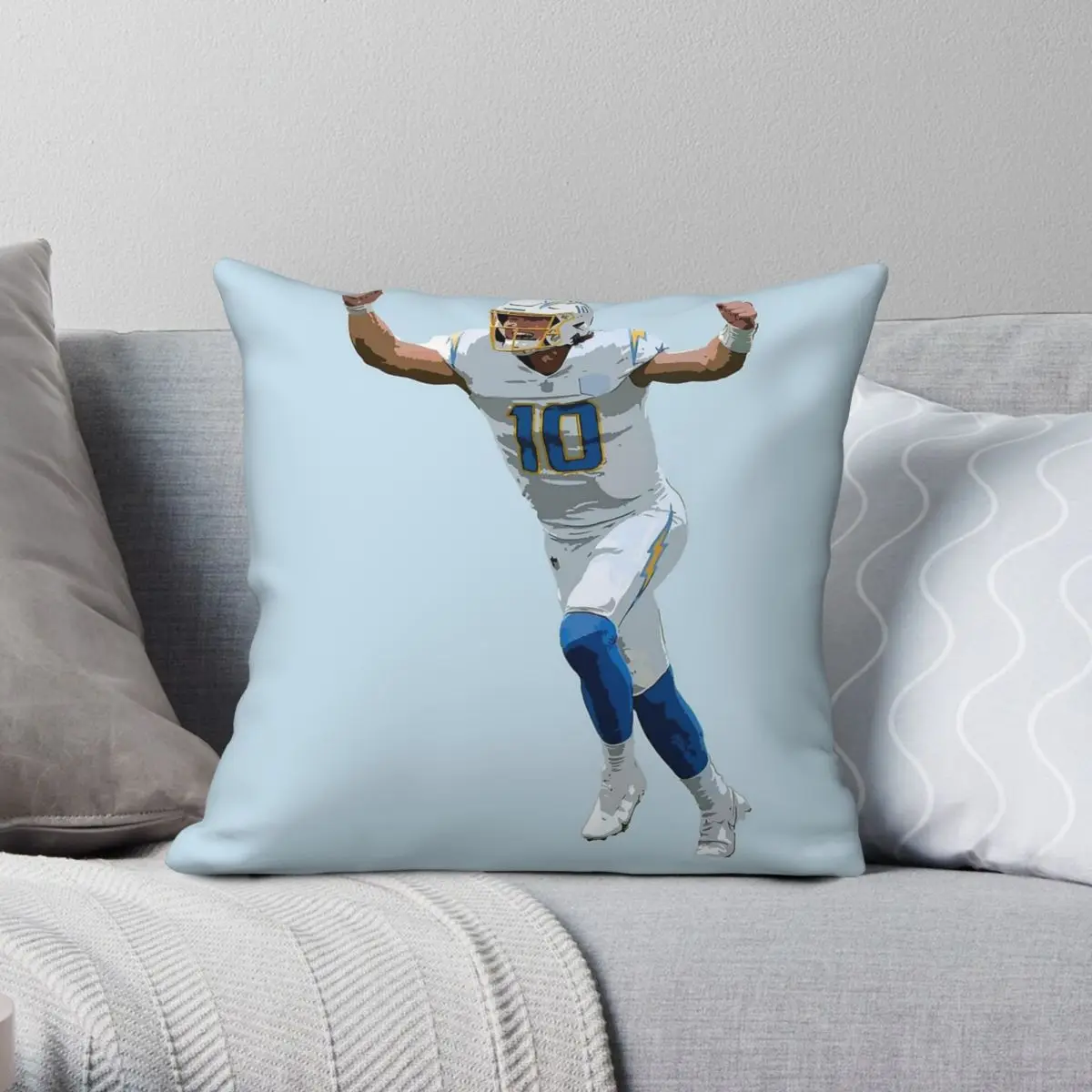 Justin Herbert Celebration Square Pillowcase Polyester Linen Velvet Creative Zip Decorative Pillow Case Room Cushion Cover 45x45