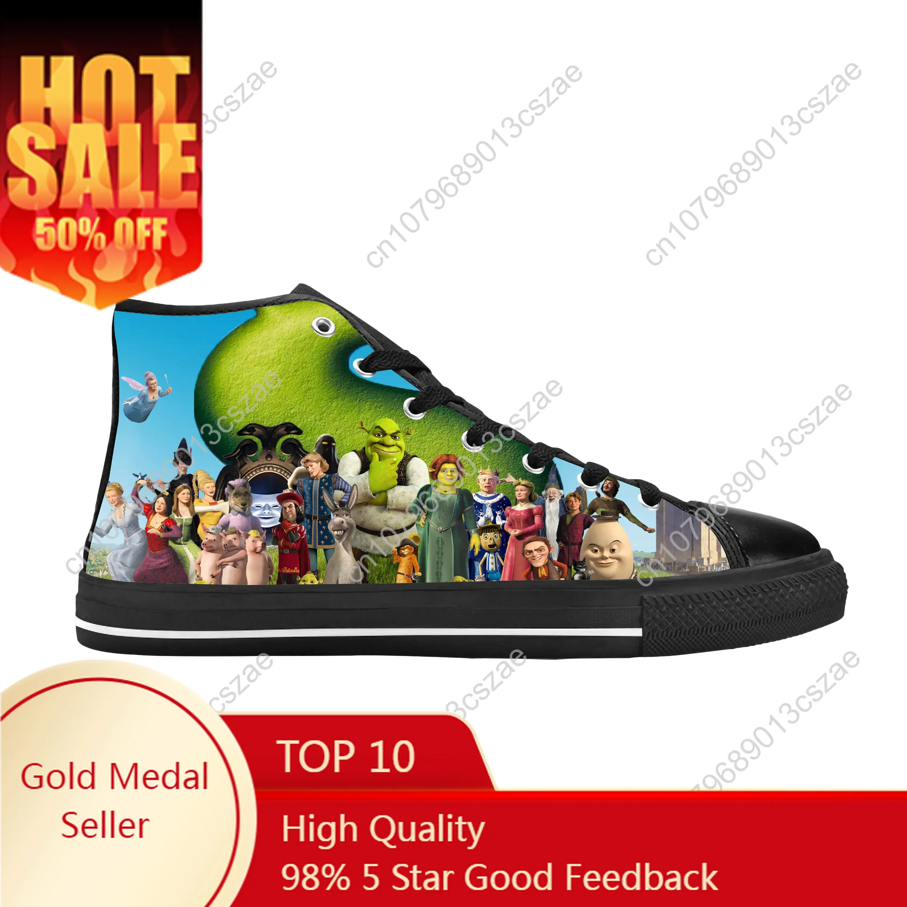 Shreks Anime Cartoon Manga Comic Monster Fashion Casual Cloth Shoes High Top Comfortable Breathable 3D Print Men Women Sneakers