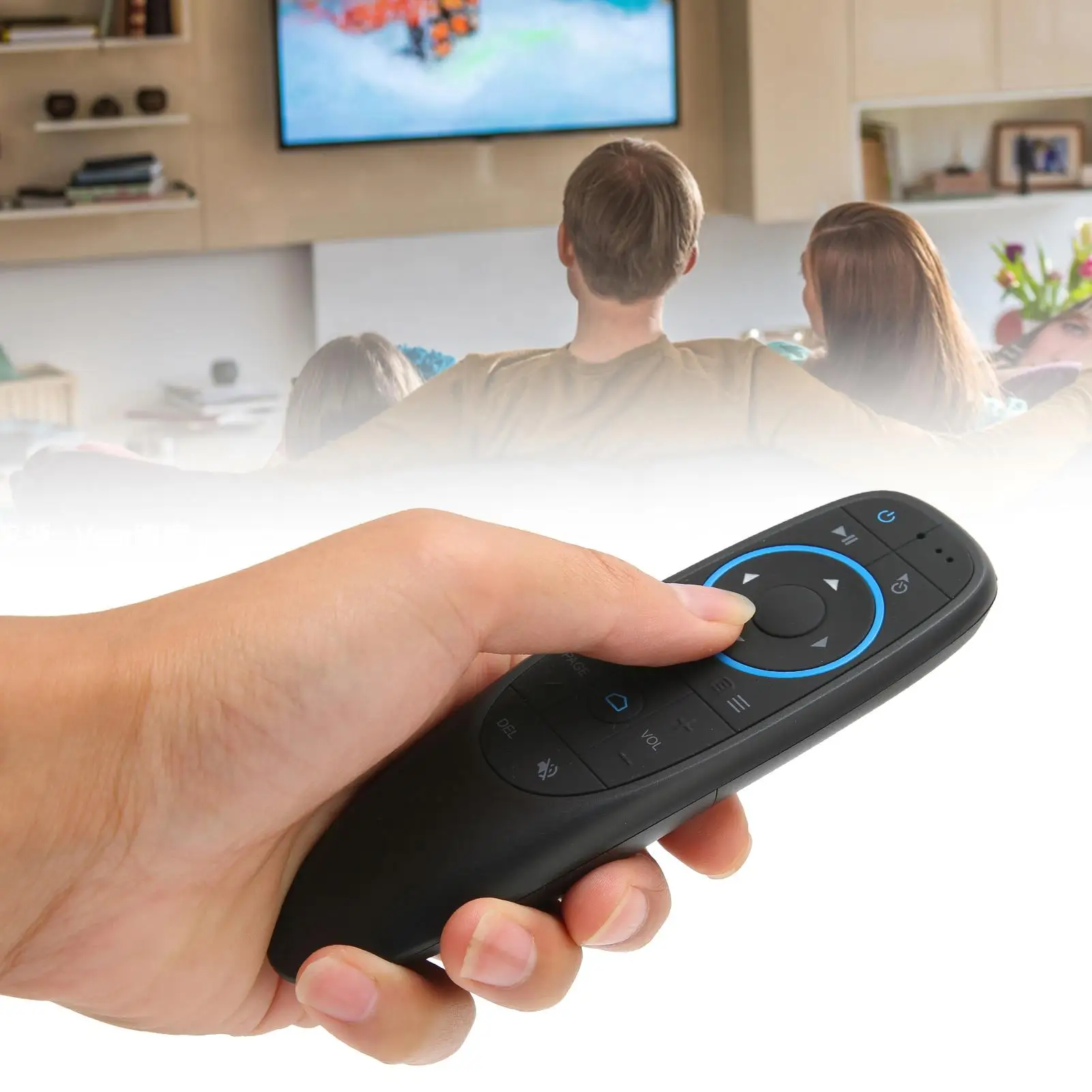 6 Axis Gyroscope Air Remote Control with Big Buttons, Long Range Voice Control for TV & Computer