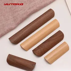 Yutoko Wooden Handle Furniture Drawer Pulls Nordic Cabinet Solid Wood Handles Environmental Friendly Wardrobe Knob with Screws