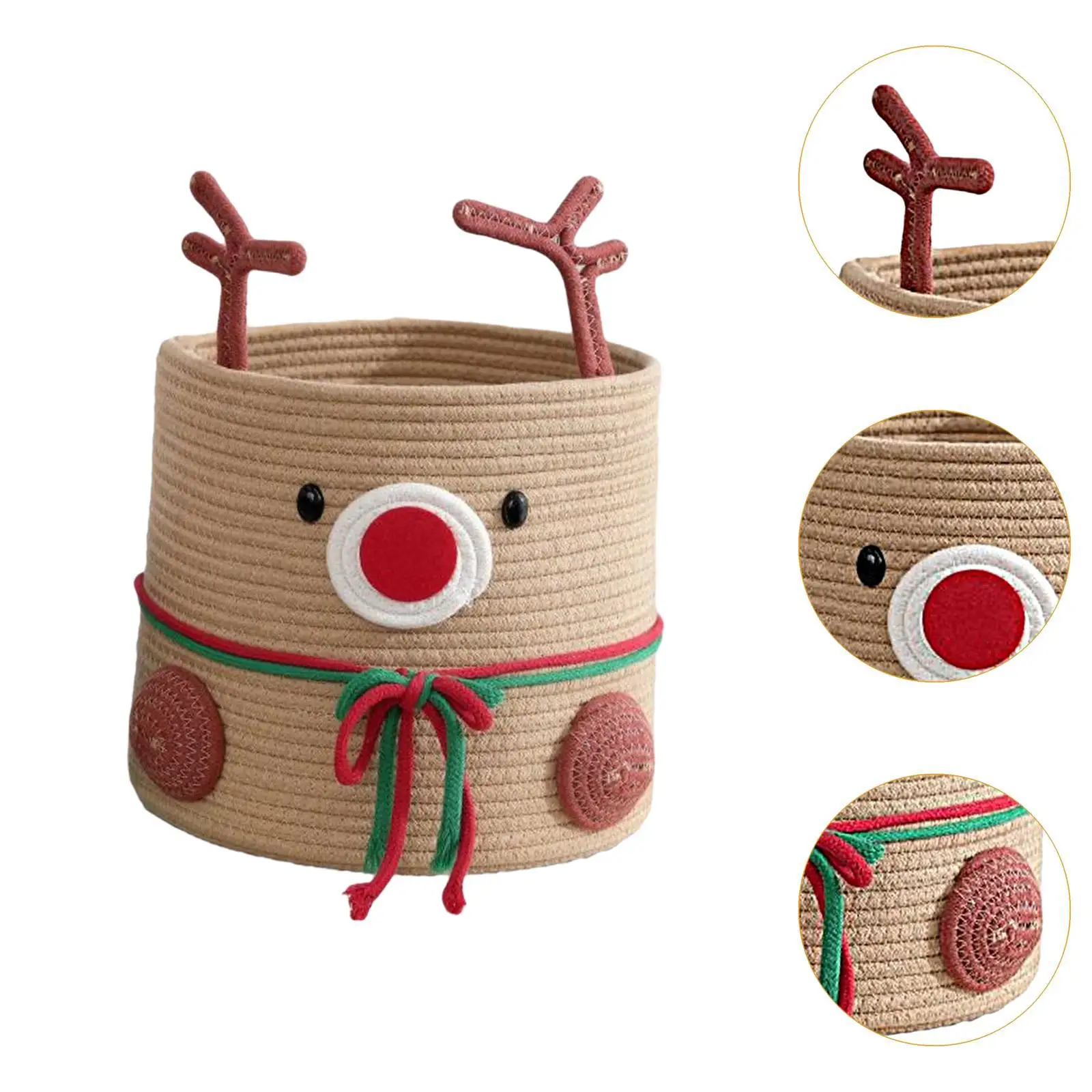 Reindeer Christmas Basket Cute Xmas Decor for Kitchen Living Room Shelves