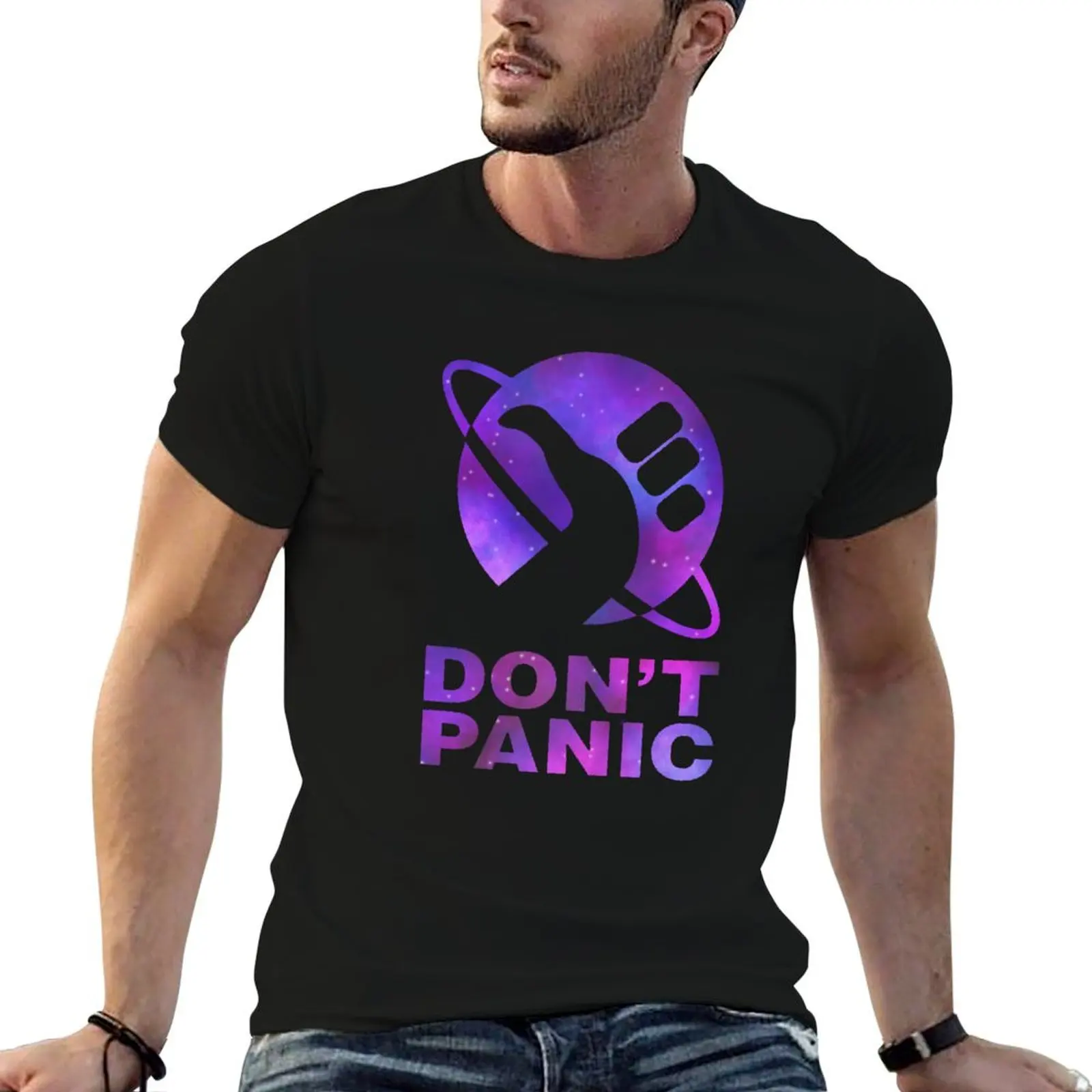 Don’t Panic Hitchhikers Quote T-Shirt for a boy blacks oversized custom t shirt mens big and tall t shirts