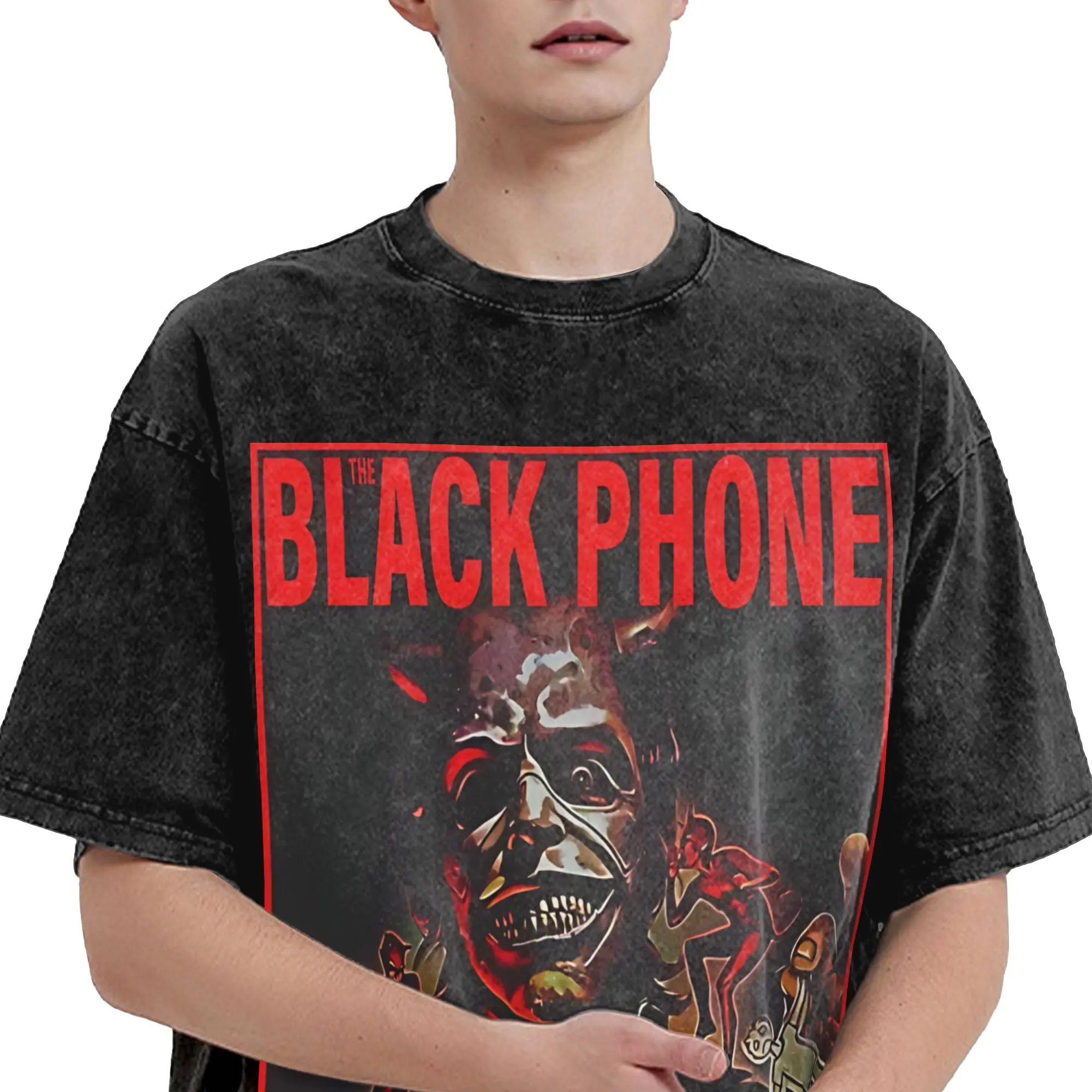 الهاتف الأسود فيلم الرعب تي شيرت الرجال مضحك 100% القطن تيز الياقة المستديرة قصيرة الأكمام تي شيرت جديد وصول القمم #4