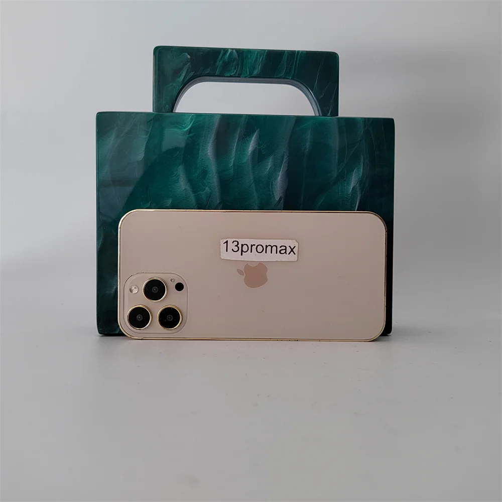 New Dark Green Marble Acrylic Box Evening Clutch Bag Women Purse And Handbag Ladies Flap Tote Wedding Party Beach Handle Bags