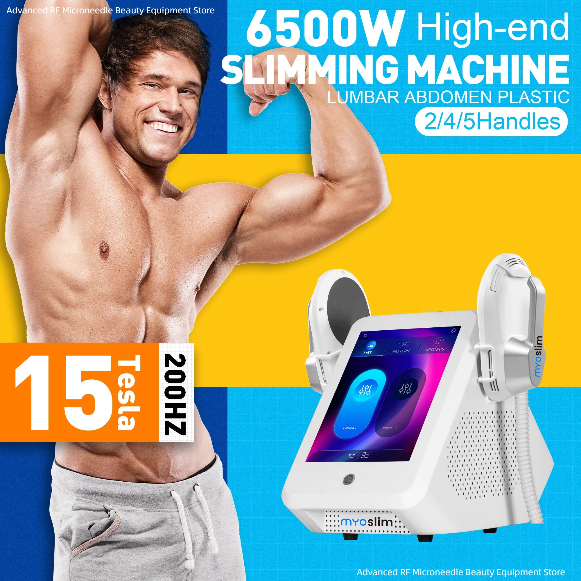 

Powerful EMS RF 15 Tesla 6500W Body Sculpting Machine EMS Fat Burning Slimming Muscle Toning Stimulator