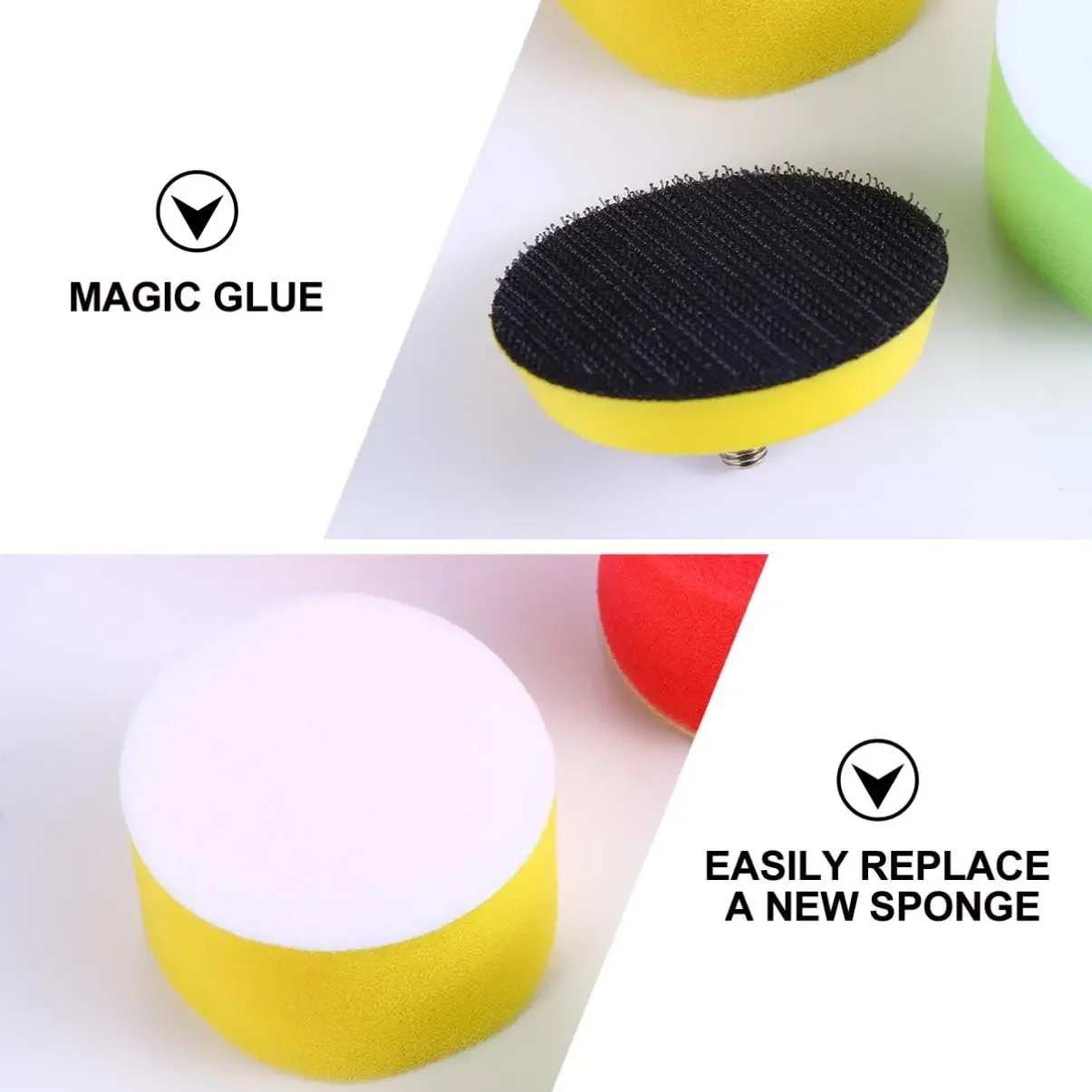 5/16개 2인치 광택 스펀지 세트 혼합 5색 후크 앤 루프 샌딩 패드 자동차용 폼 드릴 버퍼 어태치먼트
