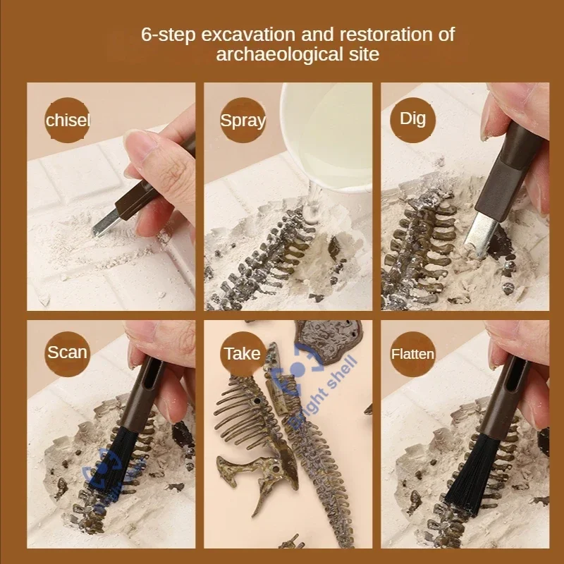 Dinosaur Jurassic World Kids Toy DIY Fossil Archaeology Excavation Kit Skeletons Dig Stem Science Educational Toys for Children