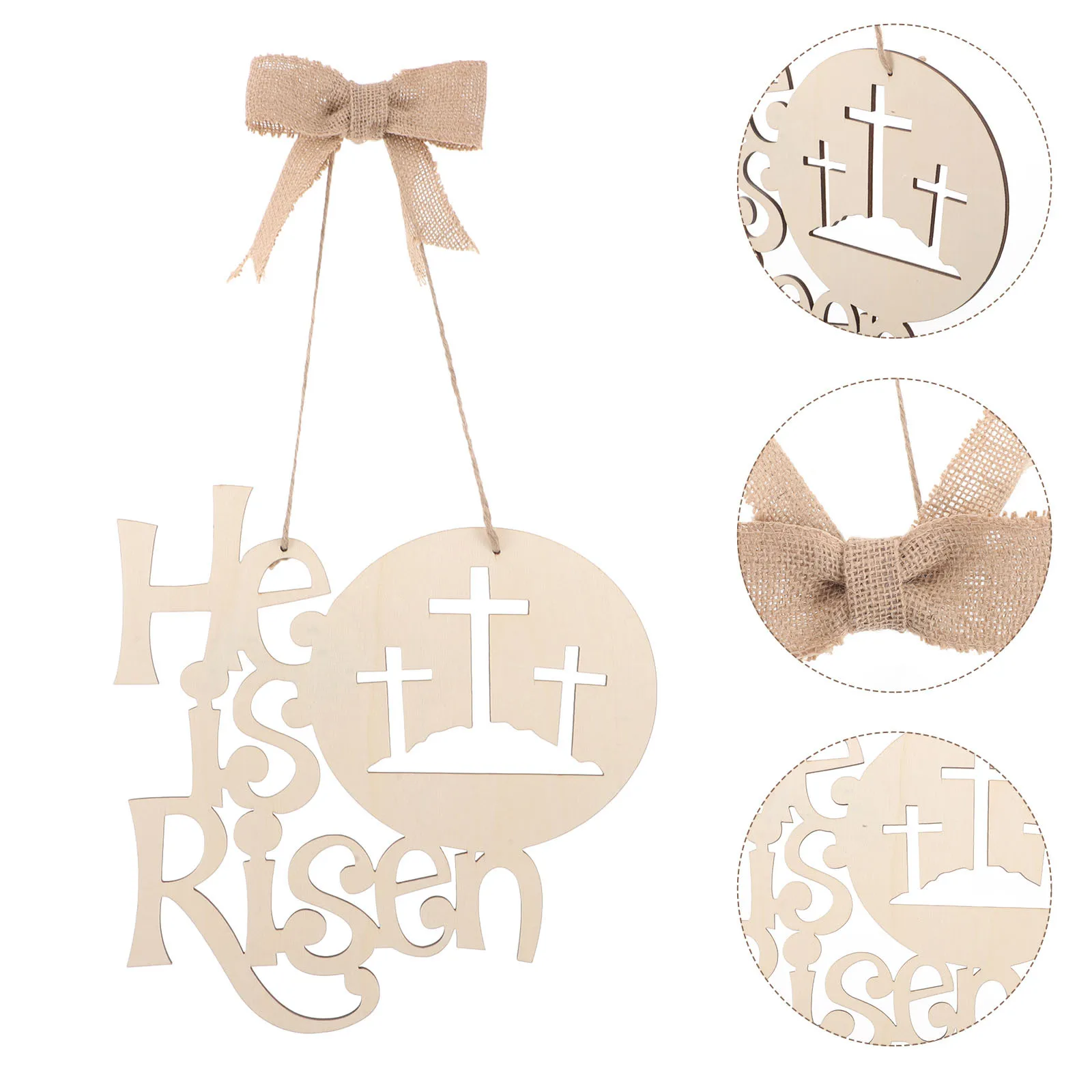 

Rustic Easter Wooden Hanging Decoration Beige Front Door Bow Sign Easter Party Decor Spring Welcome Door Sign Spring Party Decor