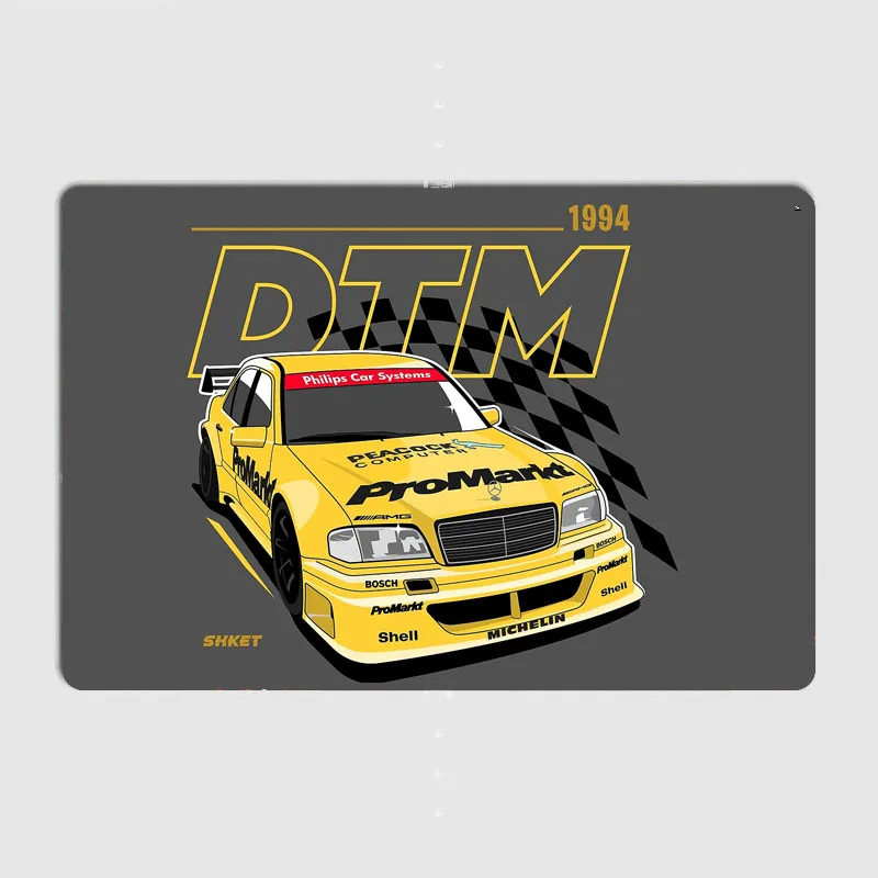 Rally Racing W202 DTM LEGEND Racing CAR Poster Metal Sign Club Custom Bar Bedroom Indoor Posters Home Wall Decor Room Decoration