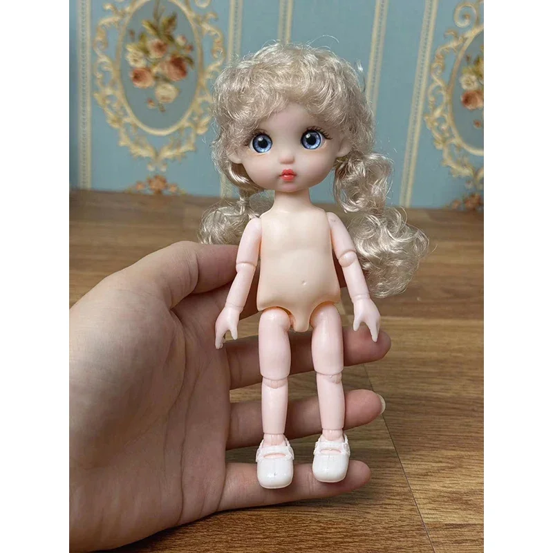 Kawaii Anime Eye 17cm Doll Yellow Curly Hair BJD Doll Children\'s Girl Toy Gift Daughter Gift