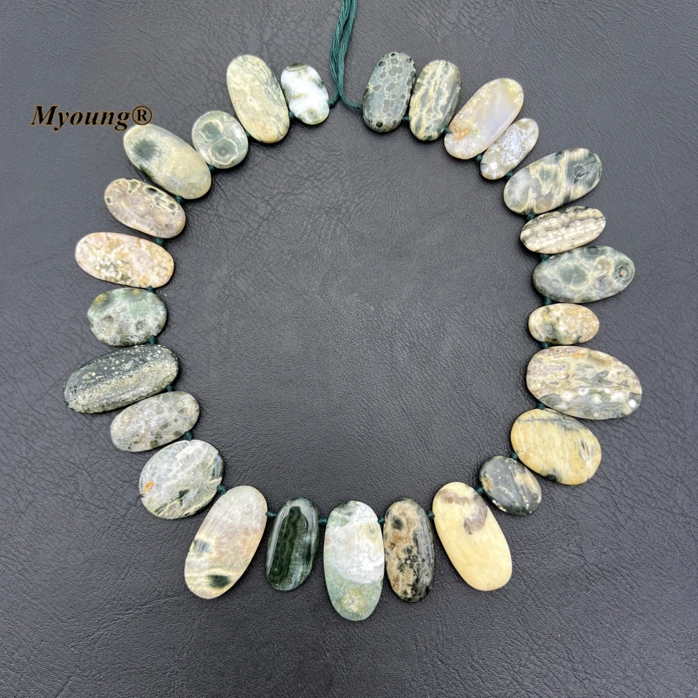 Egg Shape Mix Size Natural Indian Ocean Jaspers Slice Beads For DIY Choker Necklace Making MY231118