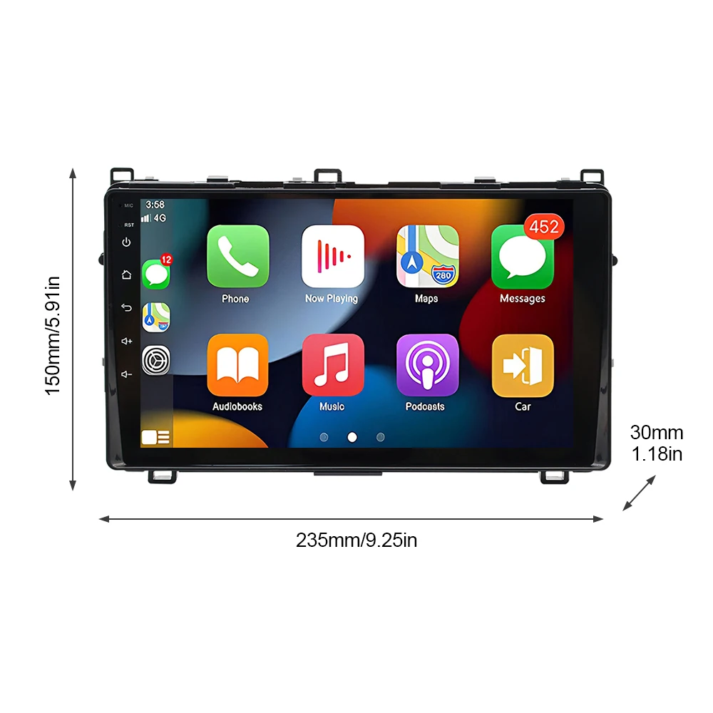 لسيارة تويوتا كورولا 2017-2018 (إطار صغير) ملاحة سيارة أندرويد 14 مقاس 9 بوصة مدمجة CarPlay + Android Auto / 2 + 32G