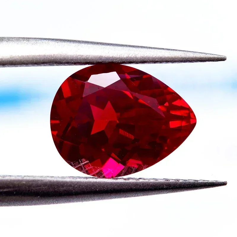 

PigLab Grown Ruby Pigeon Blood Red Color Pear Shape VVS1 Beads For Charms Diy Jewelry Making Necklace Selectable AGL Certifi