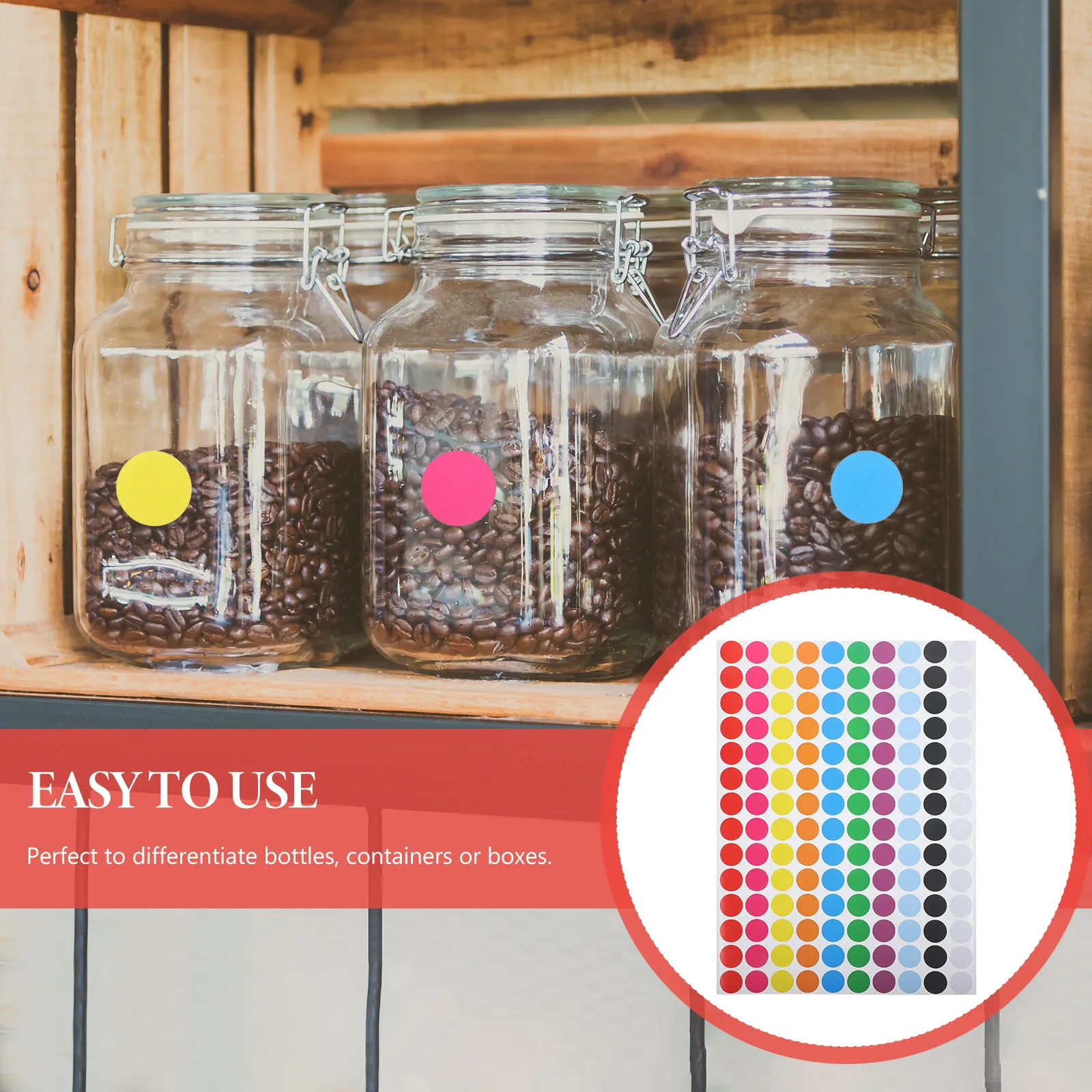 

5 Sheets Self-Adhesive Dot Stickers Colorful Round Label Stickers for Organization Coding Marking Storage Jars Files Books DIY