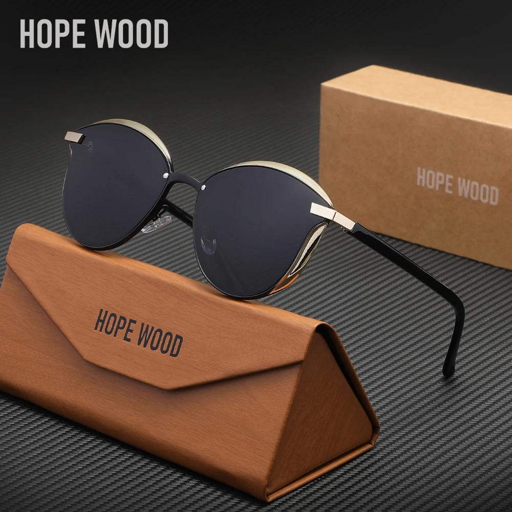 

Поляризованные солнцезащитные очки HOPEWOOD для женщин, стеклянные женские очки, аксессуар для женщин, защита от ультрафиолета UV400, Lunette De Soleil Femme