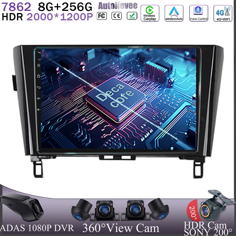 

Radio DVD Android 13 For Nissan X-Trail Qashqai 2 J1 T32 J10 J11 2014-2019 HDR GPS Navigation BT 7862 CPU Multimedia Stereo