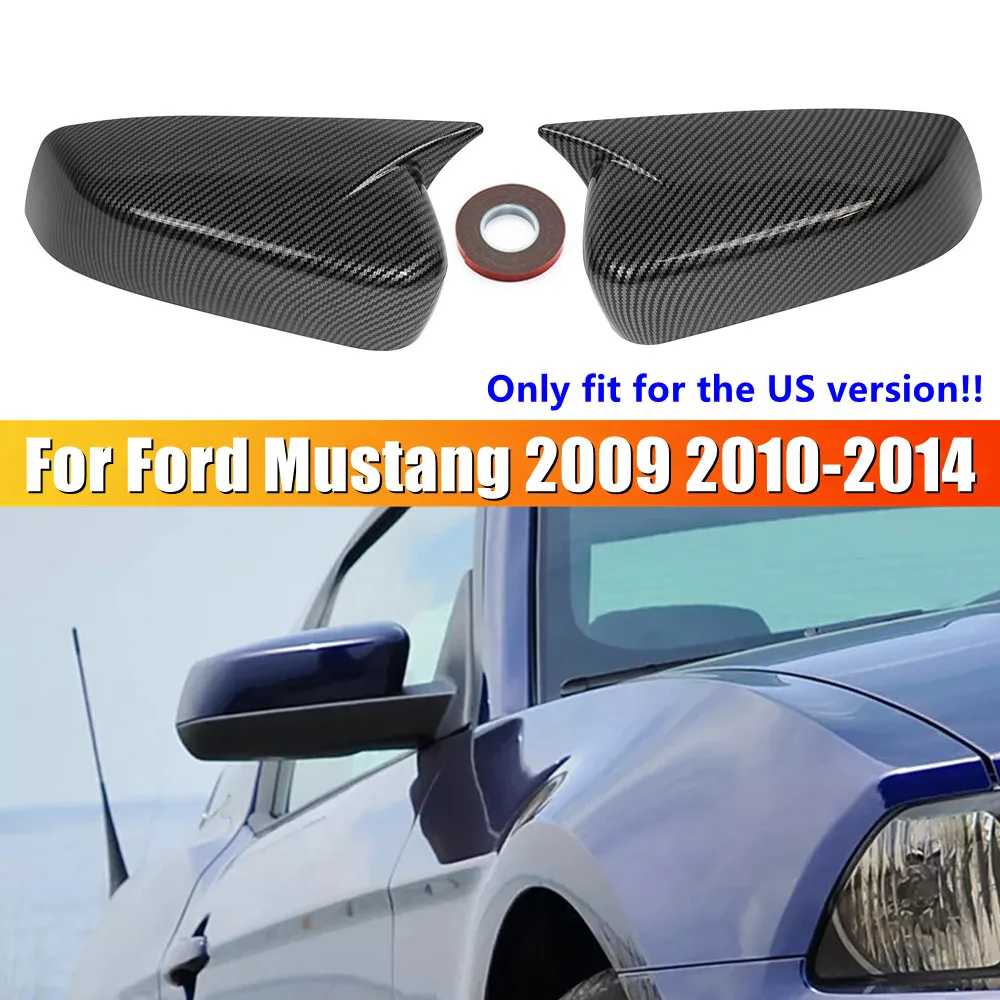 For US Ford Mustang 2010 2011 2012 2013 2014 Car Rearview Side Mirror Cover Wing Cap Exterior Door Housing Shell Trim Sticker