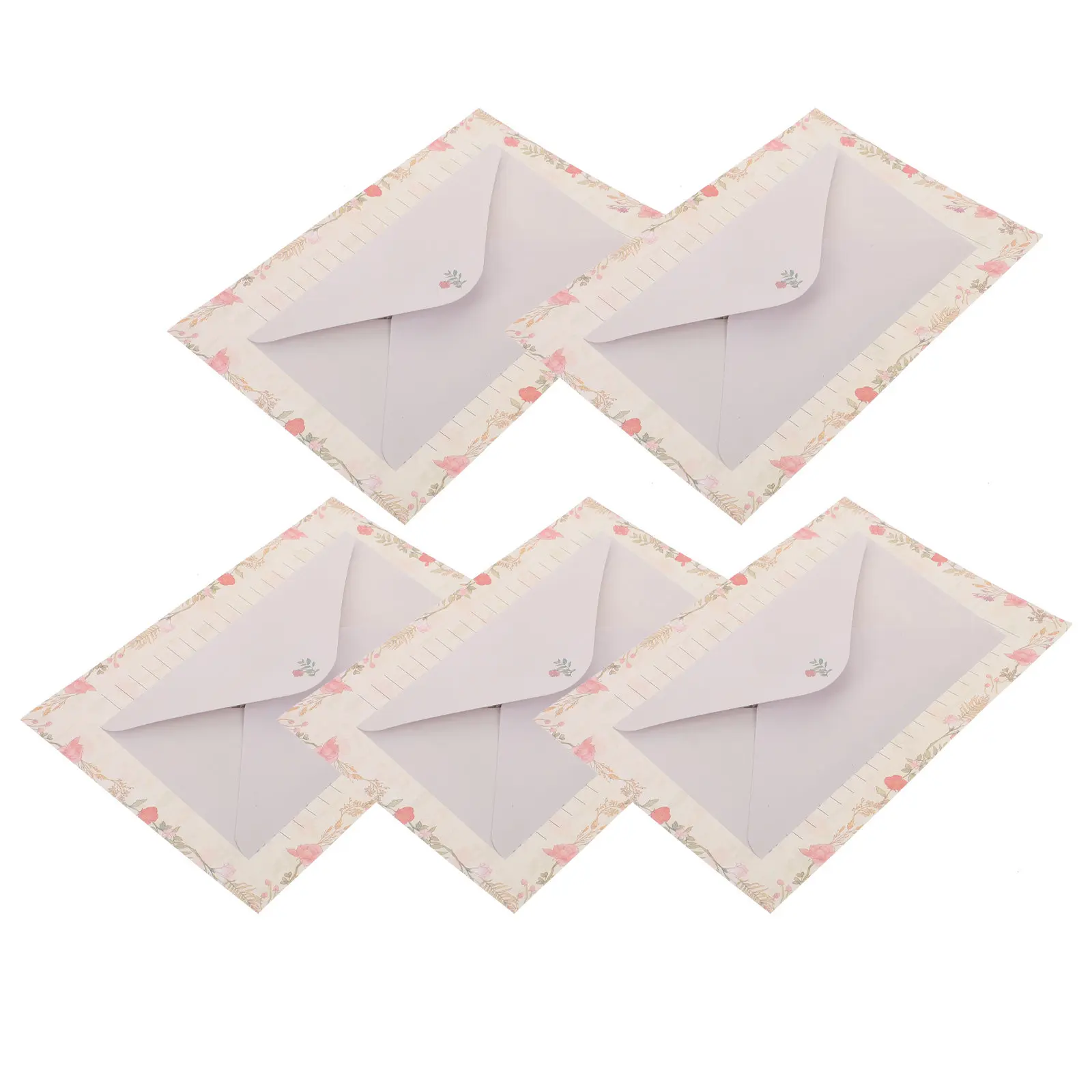 

5Sets Flower Theme Letter Paper Envelope Set Premium Writing Stationery for Emotional Traditional Communication Students Office