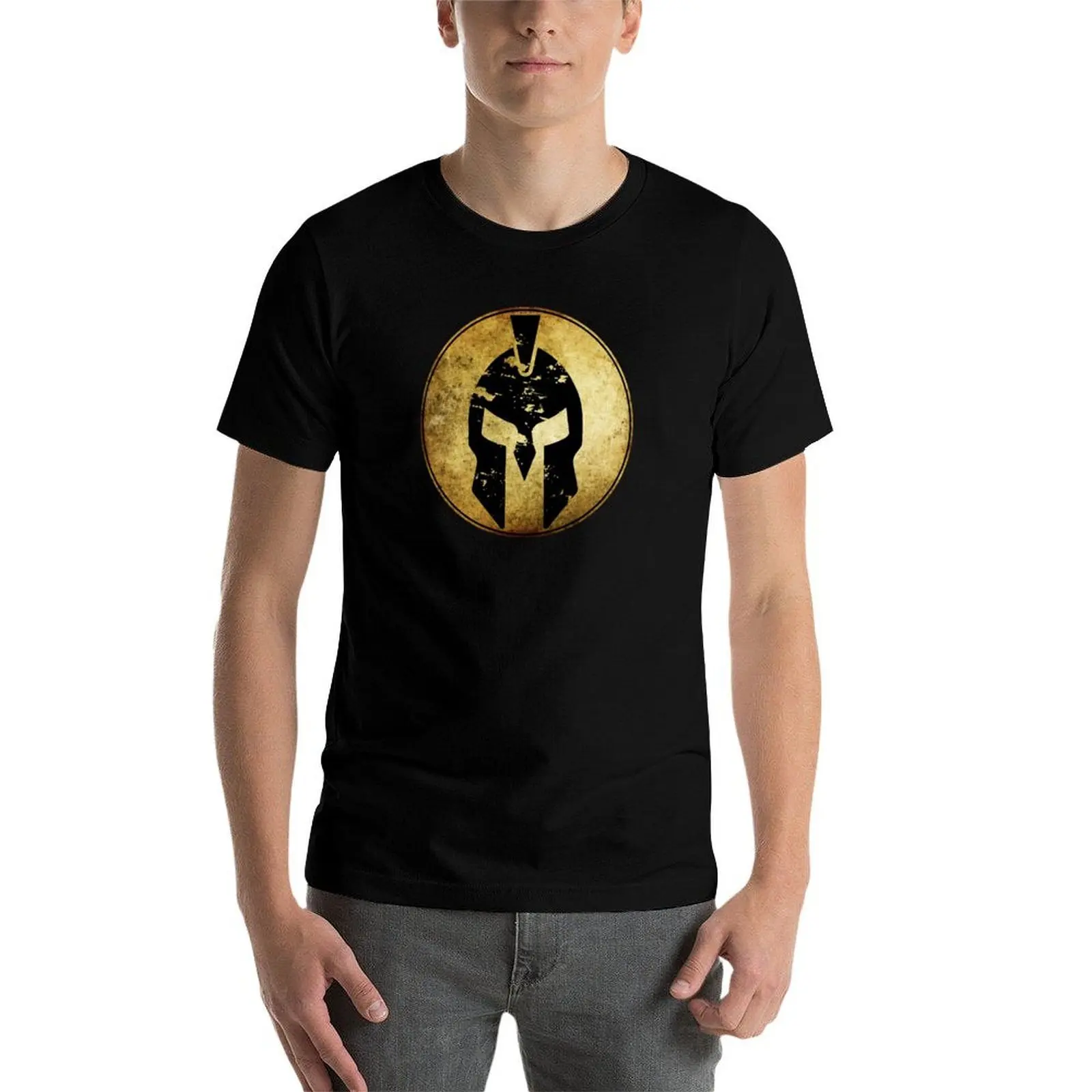 

Spartan Helmet Black Vintage Style T-Shirt t shirt for man 100 percent cotton funny t shirts man T-Shirt