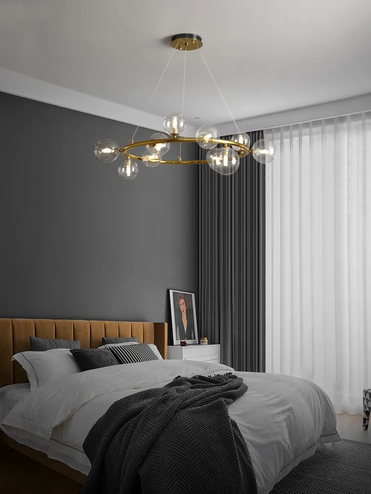 Modern New Light Luxury Golden Magic Beans Living Room Ball Glass Chandelier Creative Personality