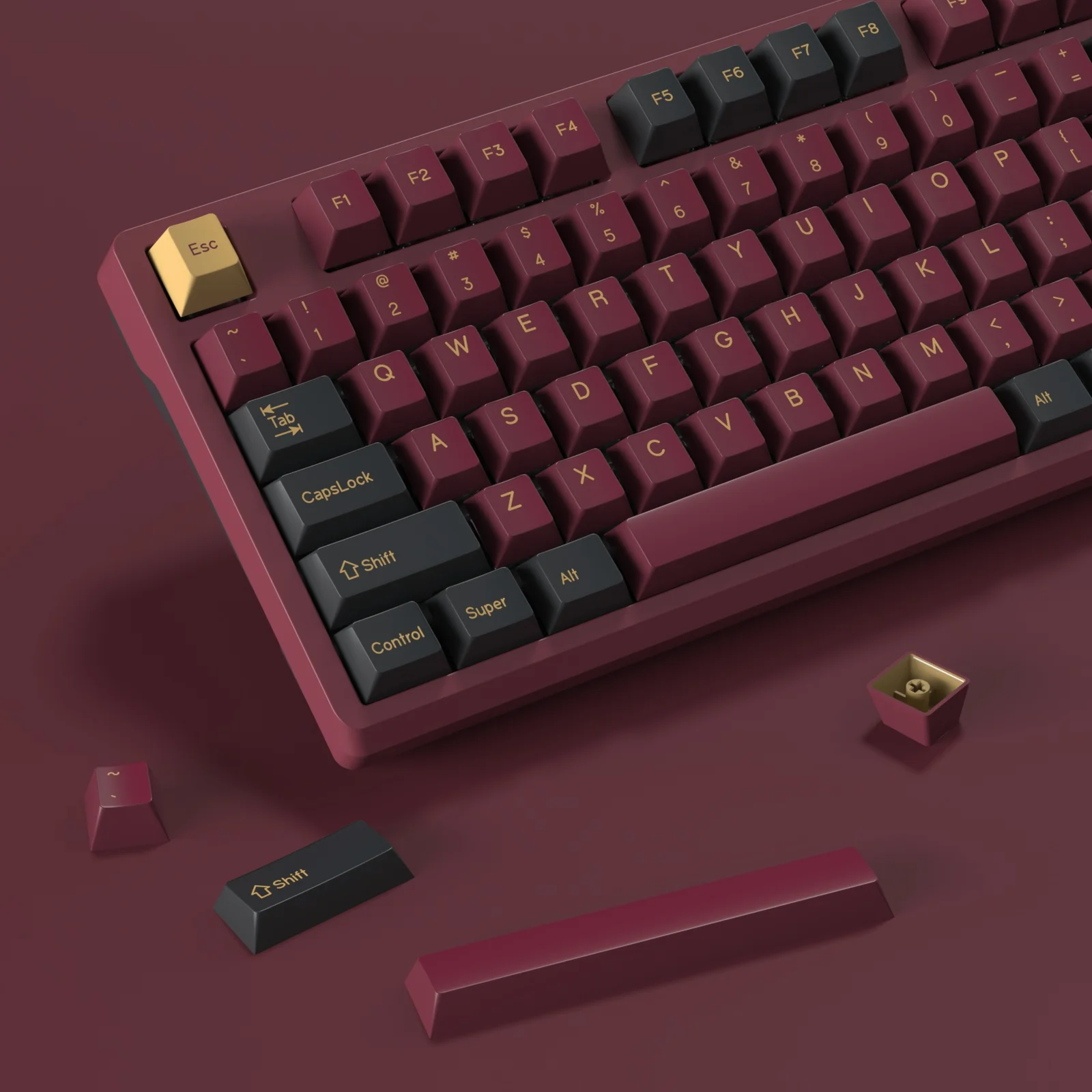 kbdiy gmk red samurai keycap perfil cereja tiro duplo pbt iso keycaps para gamer kit de teclado mecanico gaming point 01