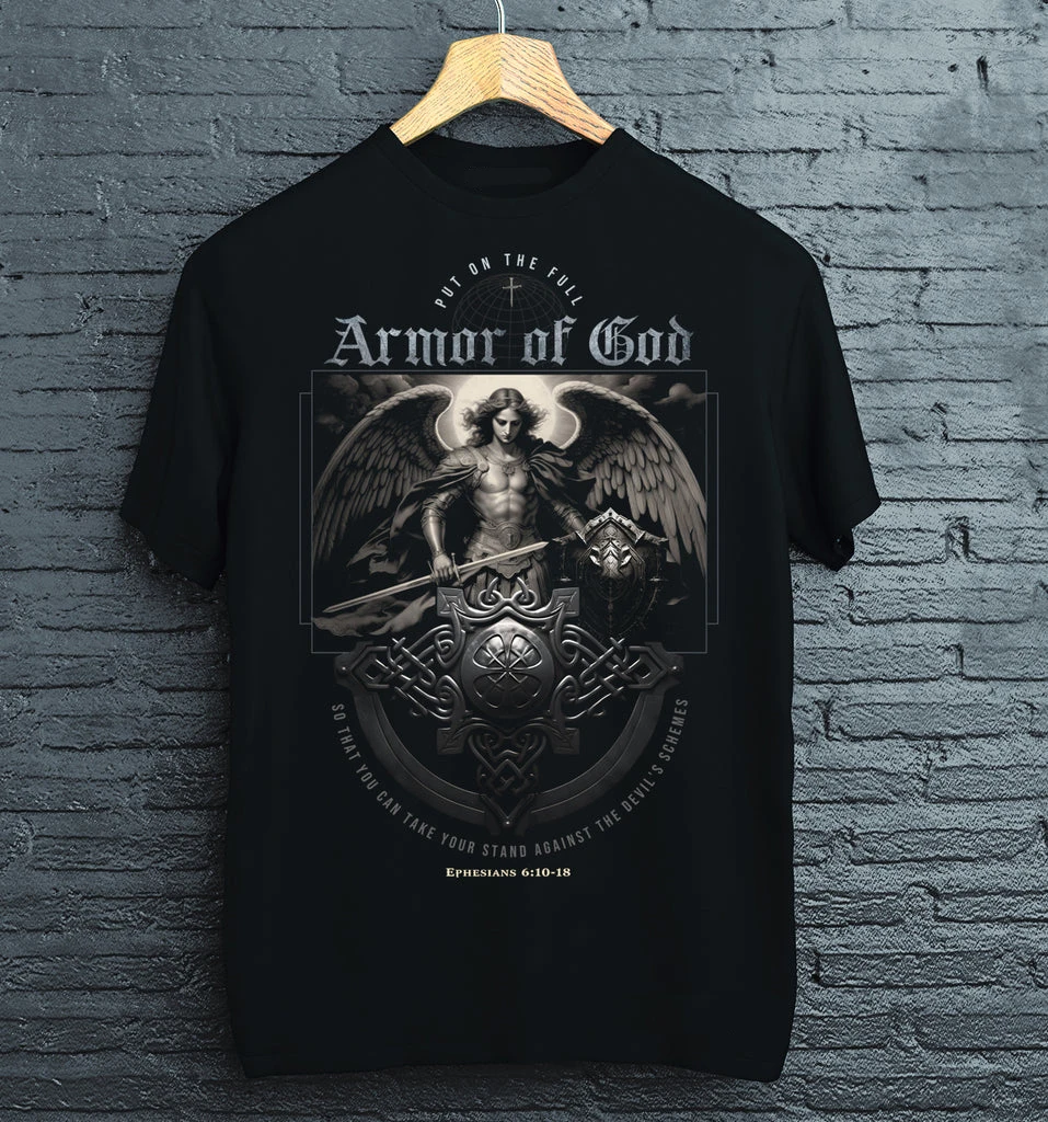 

Archangel Saint Michael Armor of God T-Shirt 100% Cotton O-Neck Short Sleeve Summer Casual Mens T-shirt Size S-3XL