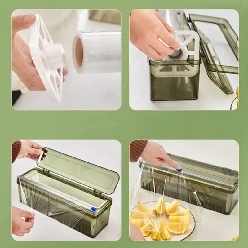 2In1 Cling Film Dispenser Cutter Plastic Wrap Dispenser Saran Wrap Dispenser Aluminum Foil Parchment Paper Injector Kitchen Tool