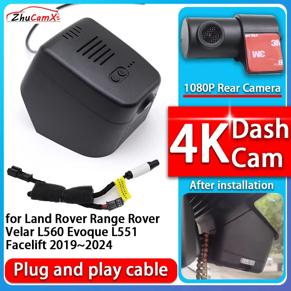 

4K 2160P Plug and Play DVR Dash Cam Video Night Vision for Land Rover Range Rover Velar L560 Evoque L551 Facelift 2019~2024