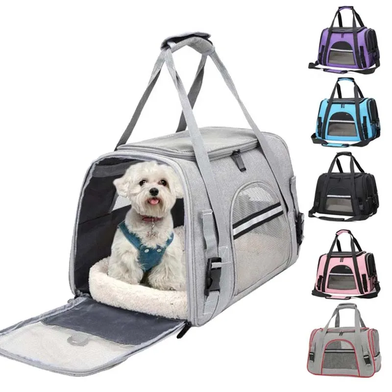 

Dog Carrier Bag With Thick Cotton Cushion Pet Aviation Backpack Anti-suffocation Portable Travel Bag Pet Dog Bag Mesh Outdoor