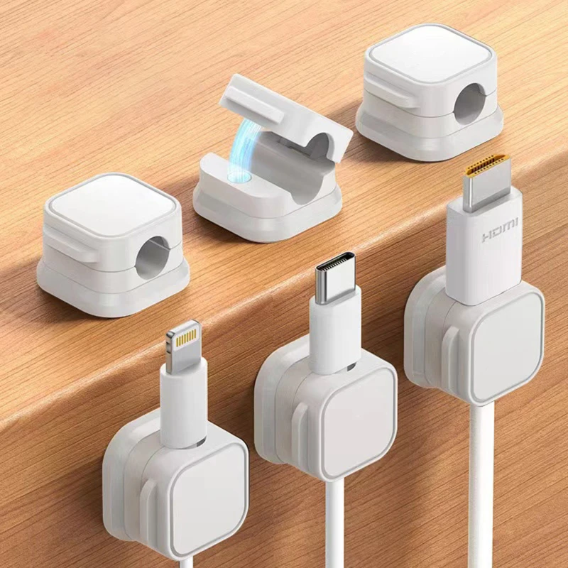 Magnetic Mouse Wire Organizer Desktop Cable Clip Protector Cord Winder Row Plug Self-Adhesive Fixed USB Charging Line Holder