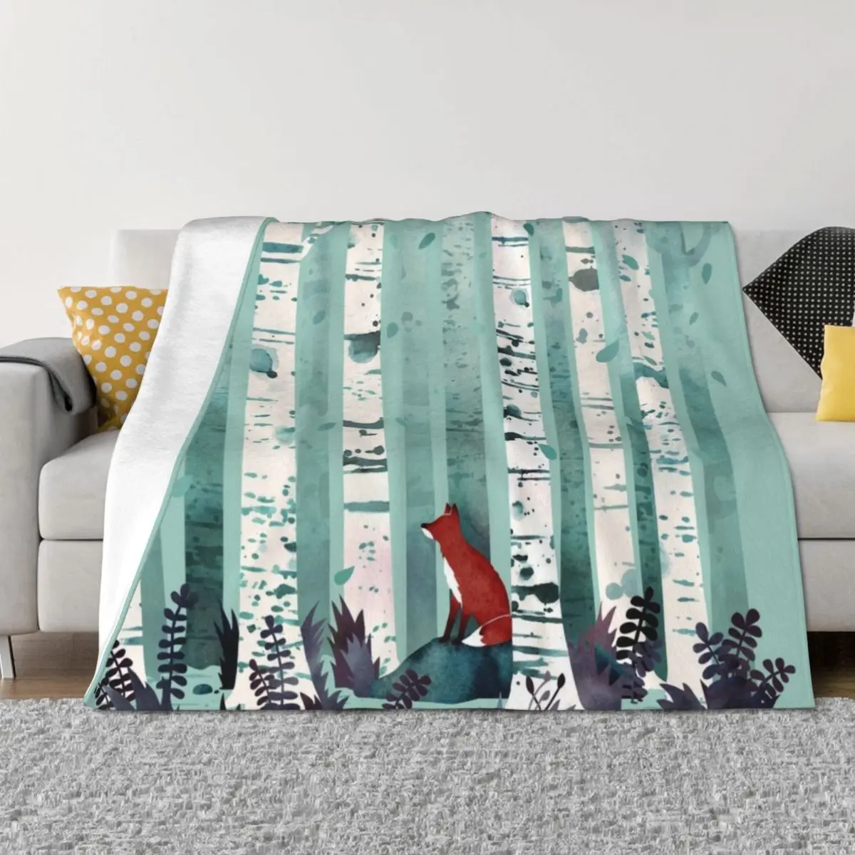 

The Birches Throw Blanket Decorative Beds Multi-Purpose Soft Plaid Blankets