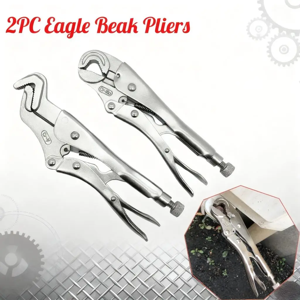 

2pc Heavy Duty Multifunctional Locking Welding Tool Eagle Beak Pliers Self Adjusting Large Power Pliers For Various Usage