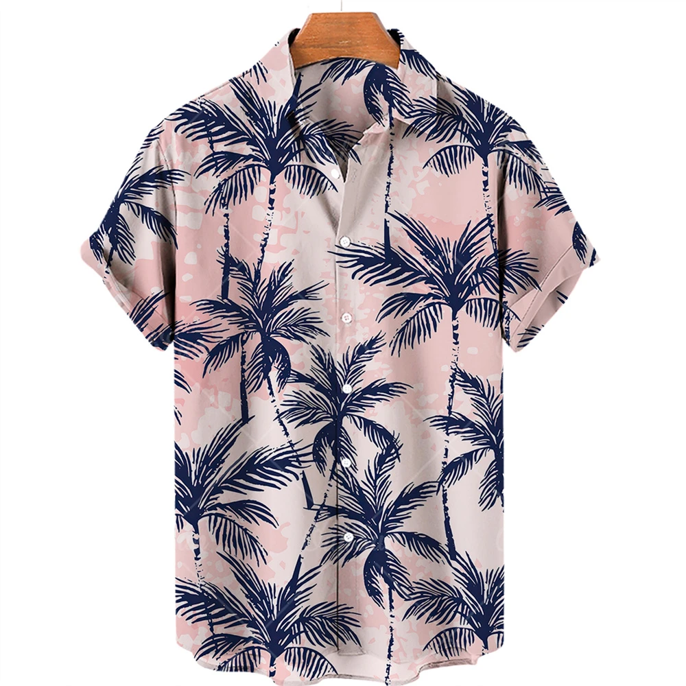 

Hawaiian Men's and Women's Short Sleeve Shirts Floral Pattern Print Casual Seaside Lapel Button Up Shirt Tops