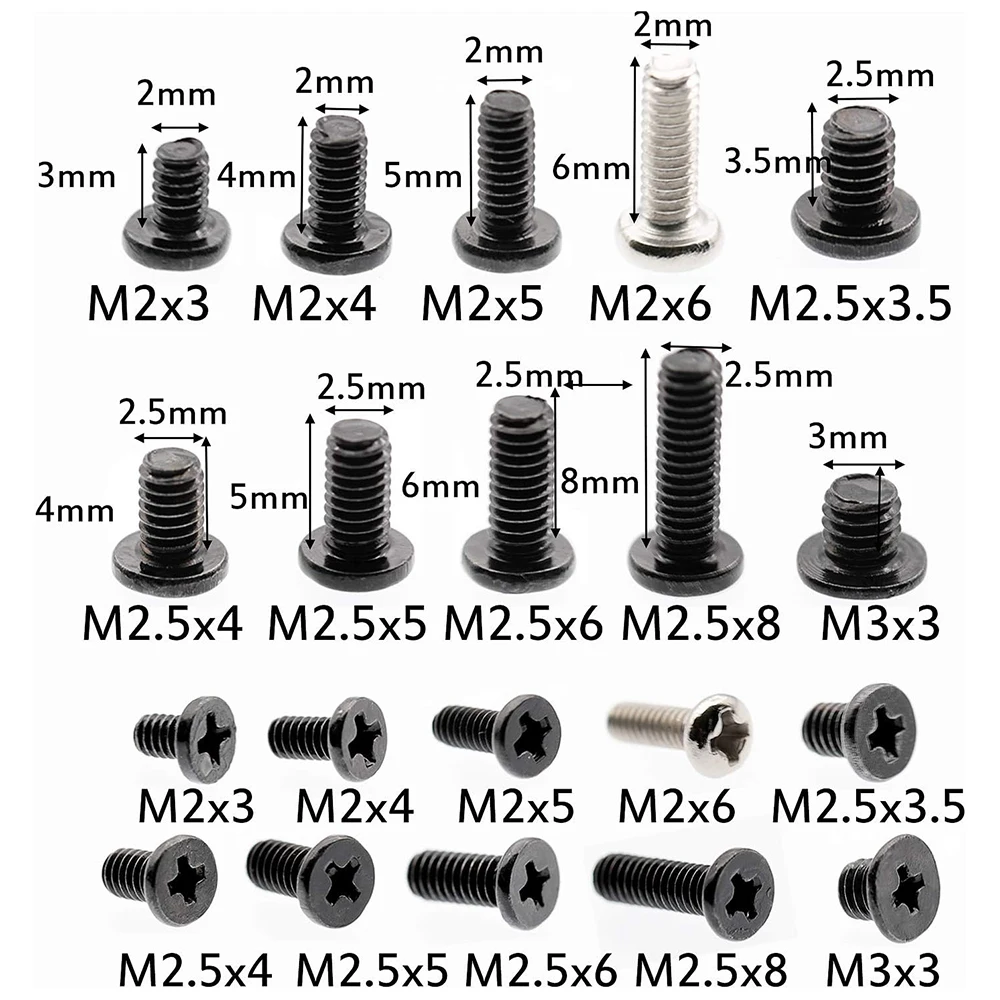 500 قطعة M2 M2.5 M3 محمول الكمبيوتر المحمول طقم مسامير ربط فيليبس شقة رئيس مسامير مجموعة ل IBM HP ديل لينوفو سامسونج سوني توشيبا #3