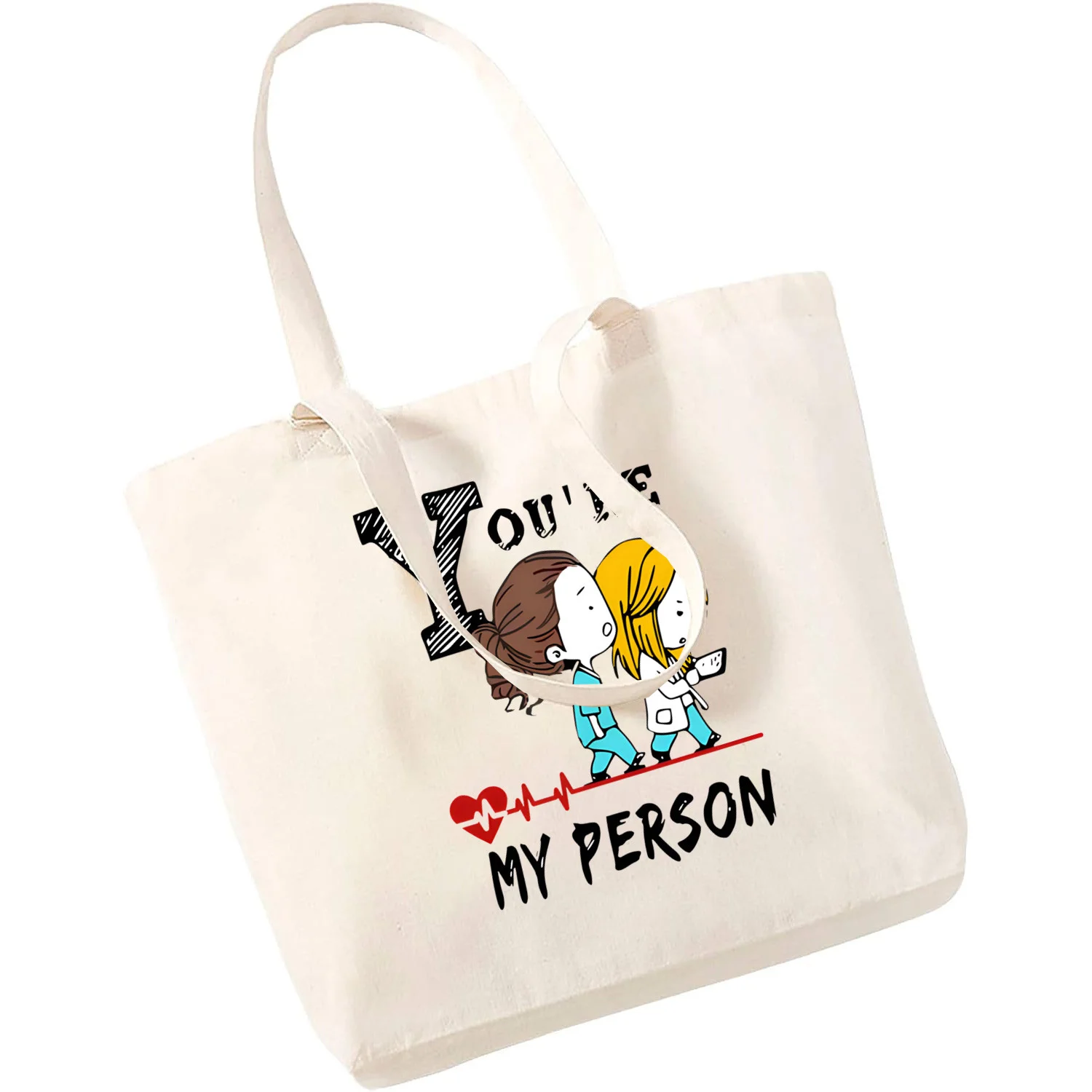 Greys Anatomy You're My Person Heart New Arrives Art Canvas Bag Totes Simple Print Shopping Bags Girls Life Casual Pacakge