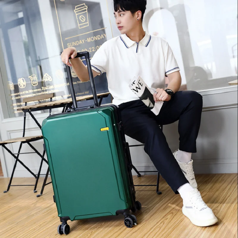 Aluminum Frame Suitcase Carry On Rolling Luggage Beautiful Boarding Cabin 20 22 24 26Inch With USB charging student trolley case