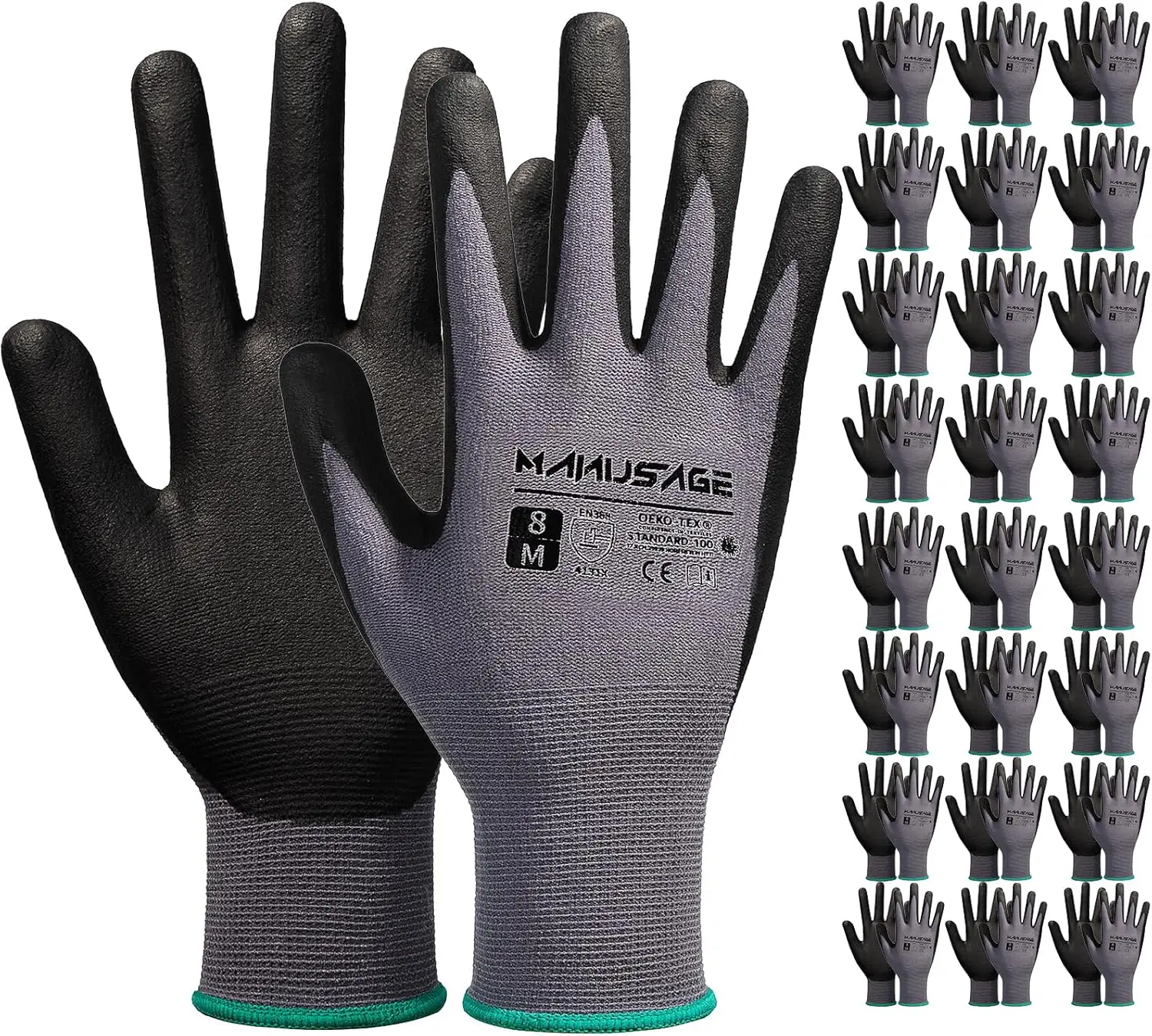 

Microfoam Nitrile Work Gloves with Touchscreen Fingers, 24 Pairs Grey for Men and Women