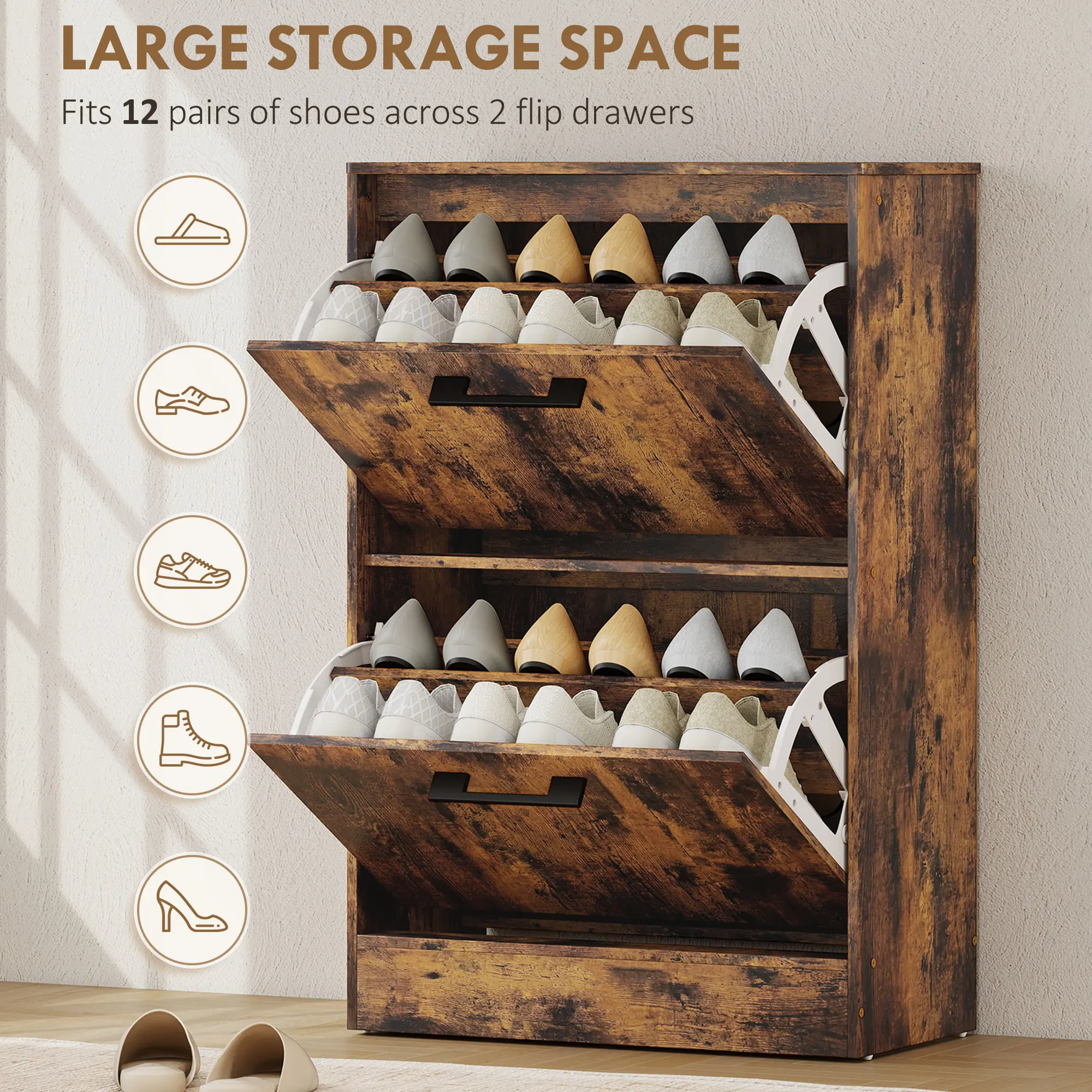 Mobiletto per Scarpe con 2 Cas - Shoe Rack Cabinet Narrow Entryway recensione e prezzo