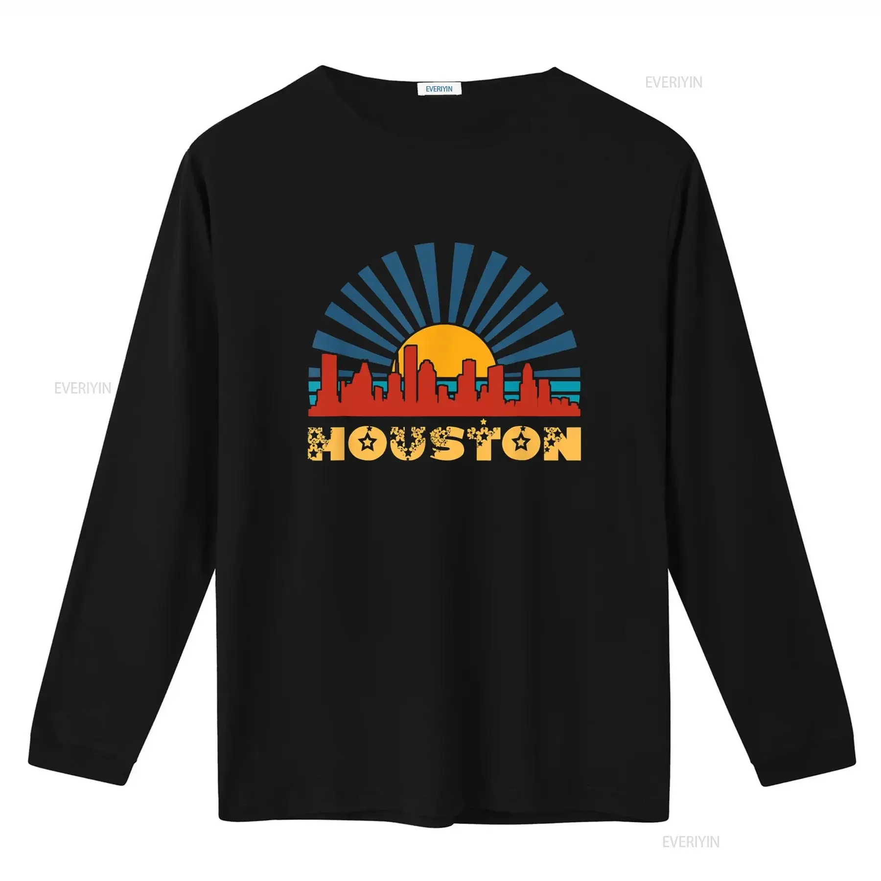 هيوستن تكساس تي شيرت عتيق مغسول كاجوال متعدد الاستخدامات، ملابس مصممة ناعمة ومريحة قليلاً قابلة للتنفس للجنسين