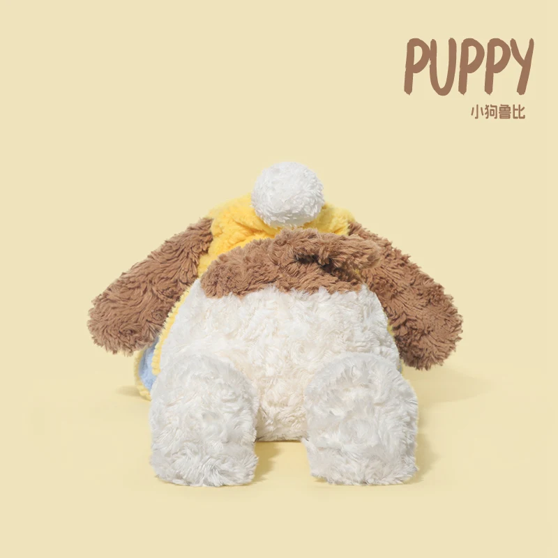 Lovely Puppy Plush Toy Cartoon Yellow Hat Dog Doll Creative Blue-Coated Puppy Animal Stuffed Toy Children's Birthday Gifts