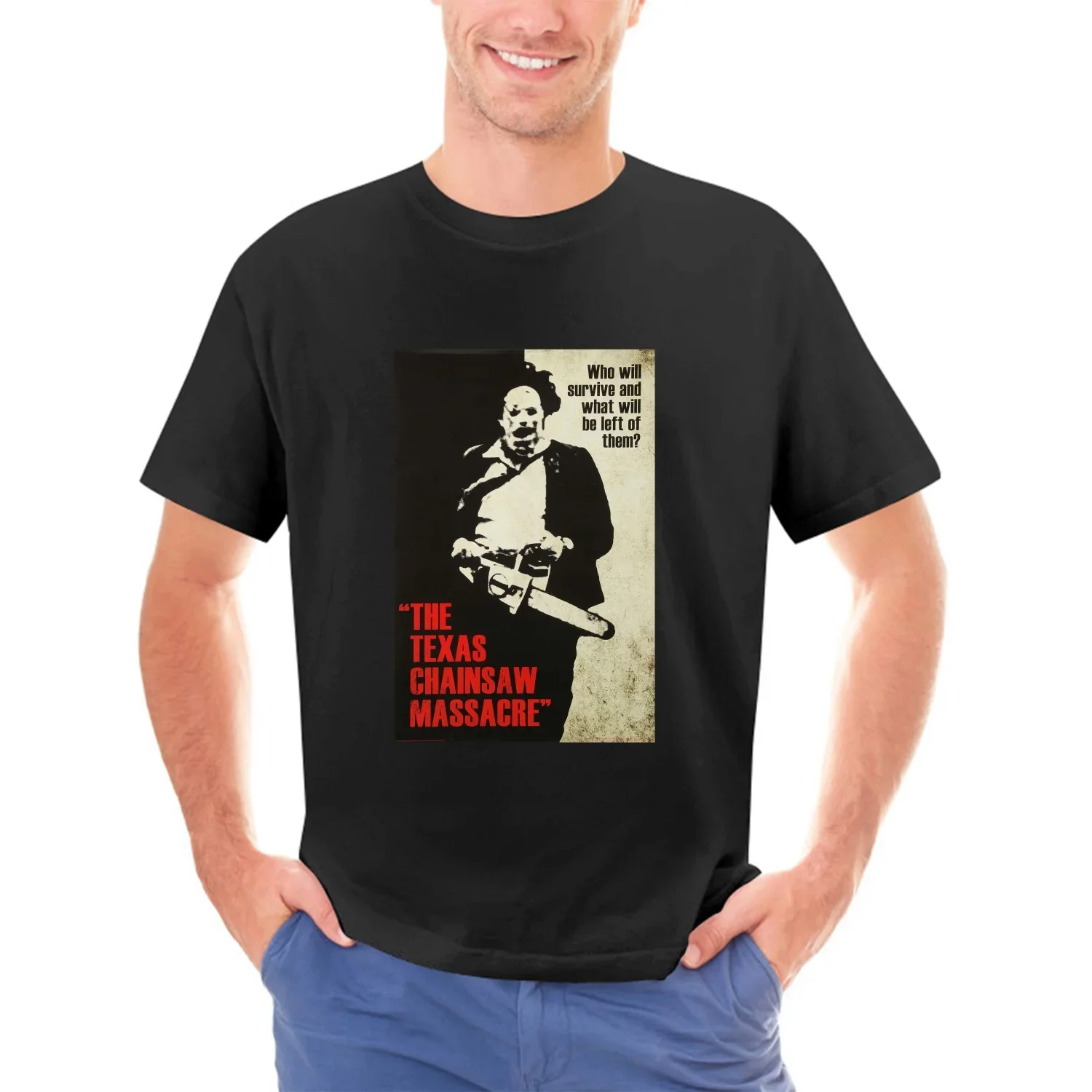 Хлопковая футболка с коротким рукавом для мужчин и женщин, унисекс, Техасская бойня с Бензопилой (Black4XL)