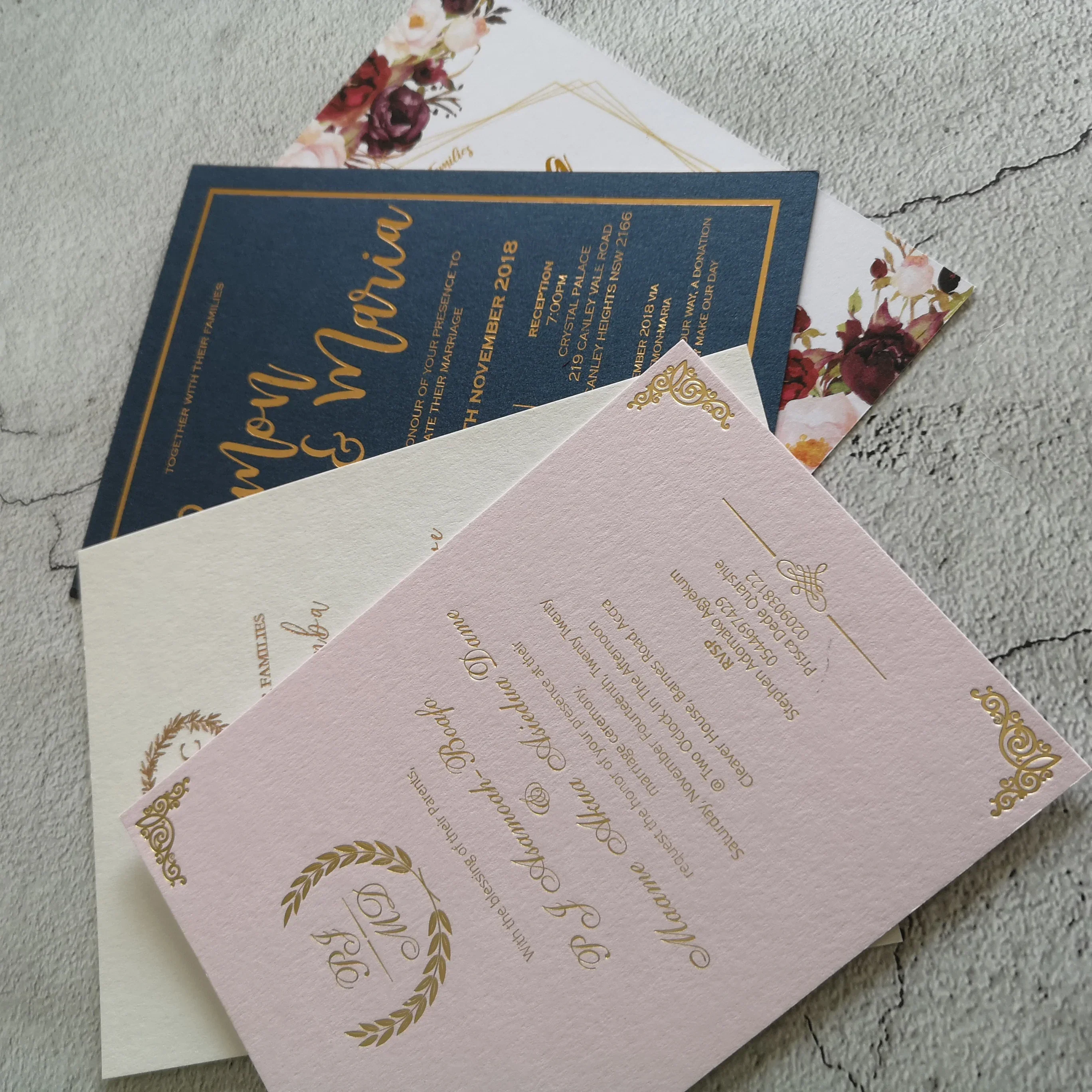 Printing Custom Upmarket Gold Foil Embossed Logo Debossed Cards Tag Business Cards Wedding Invitations