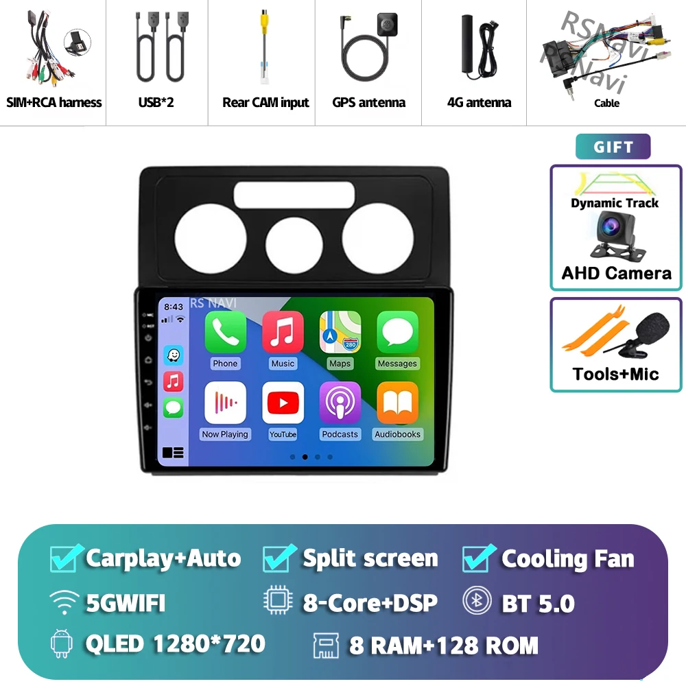 Android 15 Carplay Auto Voor Volkswagen Caddy 2K 3 III 2004-2010 Autoradio Navigatie 2Din DSP Video speler Head Unit BT Stereo