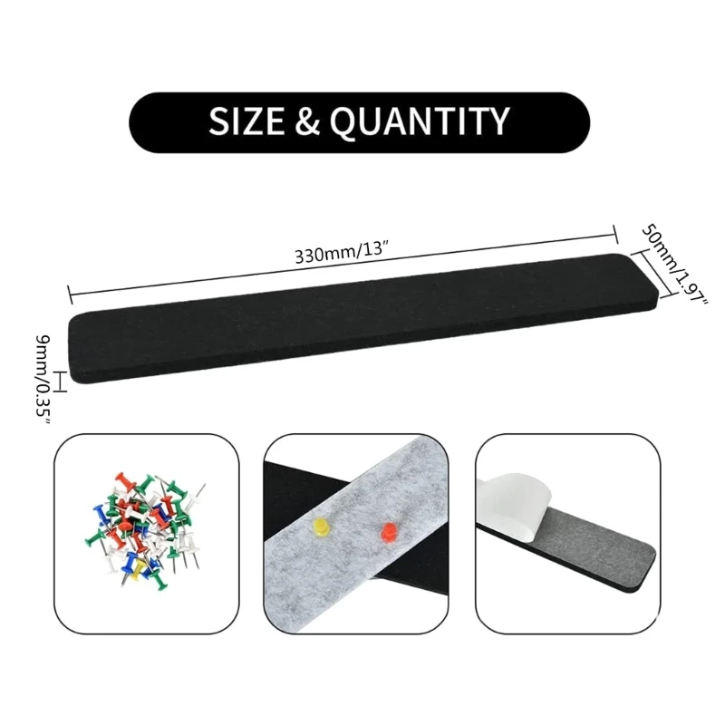 8 Pcs Self-Adhesive Bulletin Board Bar Strips Felt Pin Board Bar Strips for Home