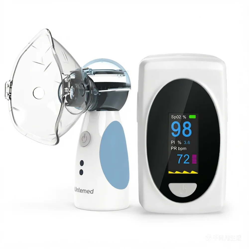 

Portable Handheld Mesh Nebulizer with Pulse Oximeter Kit – Quiet Micro-Mesh Technology, SpO2 & PR Monitoring for Adults & Kids