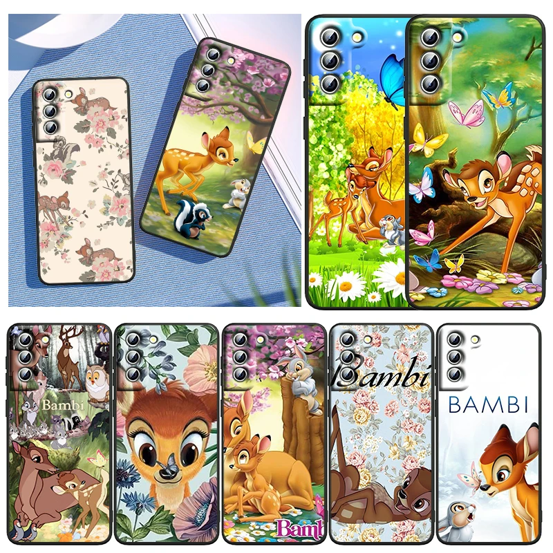 Bambi Disney Cartoon Phone Case For Samsung Galaxy S22 S21 S20 FE Ultra Pro Lite S10 S10E S9 S8 Plus 5G Black Soft Cover